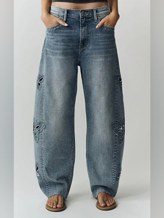 Free People Denim - Free People Driftwood Hard To Fine Parker High-rise Barrel Style Jeans